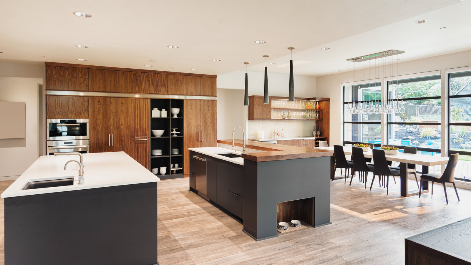 Open kitchen and dining space